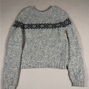 Vintage Abercrombie & Fitch Sweater Womens Large Oatmeal Fair Isle Lambswool 90s